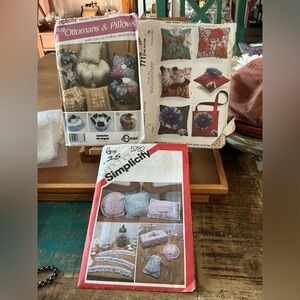 3 Pillow Pattern, Never Cut! McCalls 7717 & Simplicity 5019 & 5782.